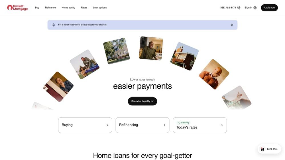 Screenshot of Rocket Mortgage website