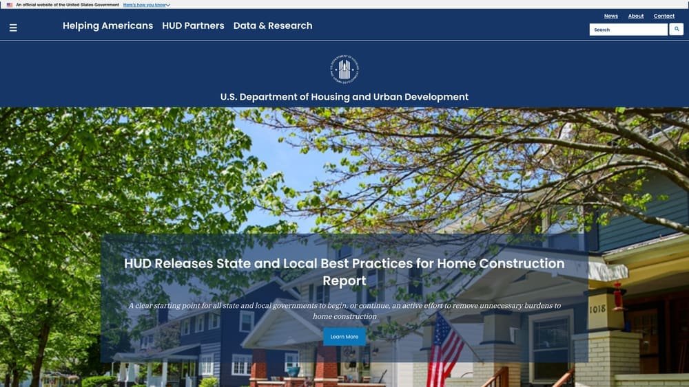Screenshot of FHA Loan Program (via HUD) website