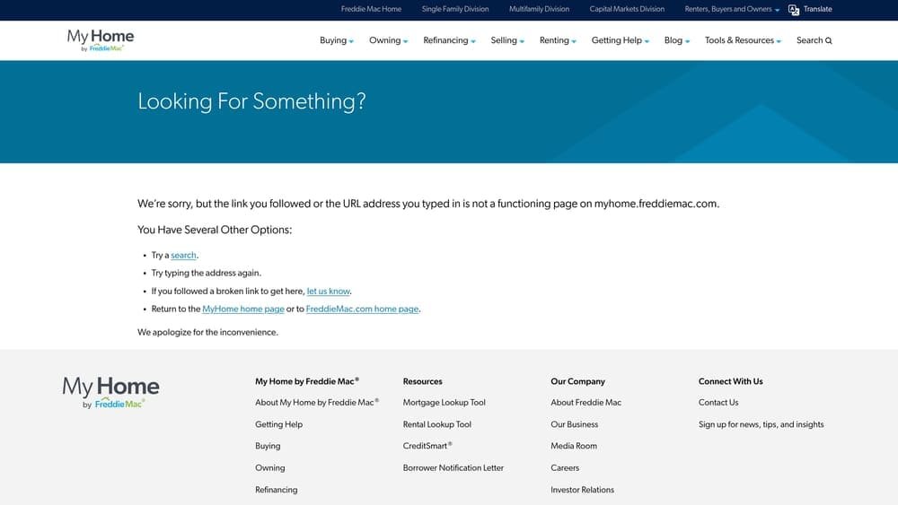 Screenshot of Freddie Mac My Home Learning Center website