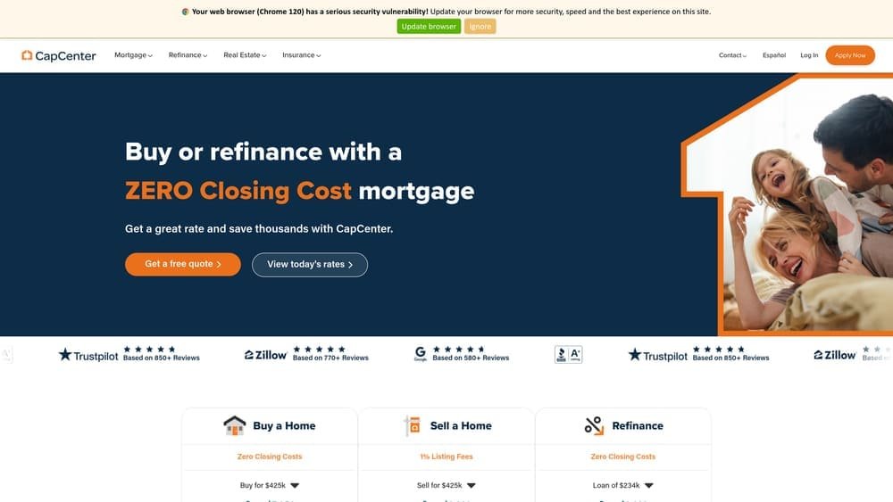 Screenshot of CapCenter website