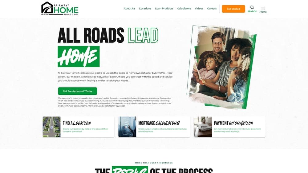 Screenshot of Fairway Independent Mortgage website